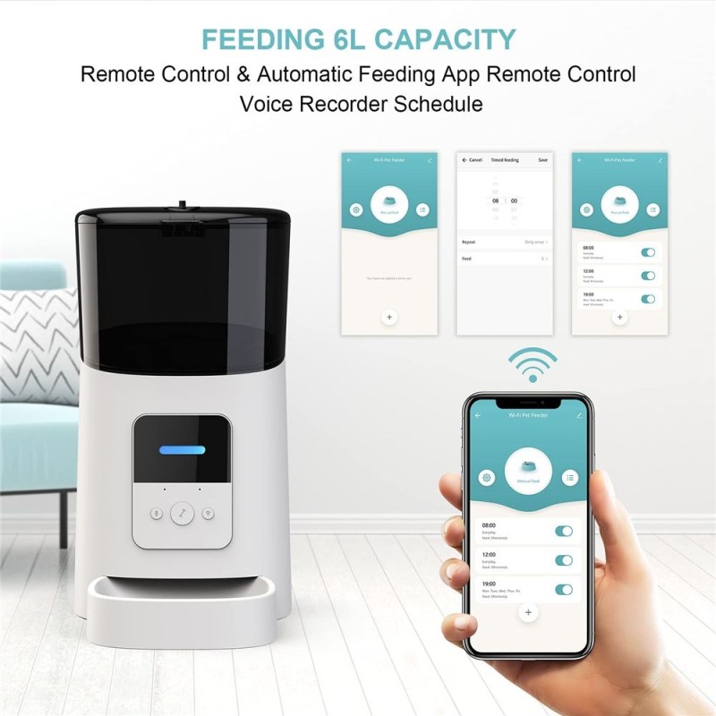 Smart Cat Feeder Factory - Pet 6L Wifi Mobile App Remote Control Microchip