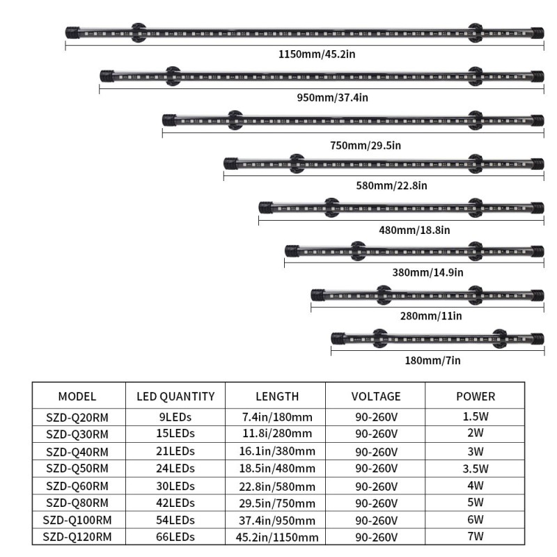 WRGB Aquarium Light Manufacturer - Waterproof Remote Control Dimmable