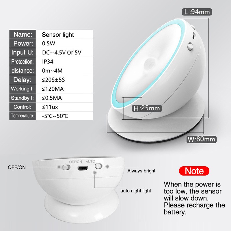 Smart Motion Sensor Light Supplier - Wireless USB Rechargeable Wall