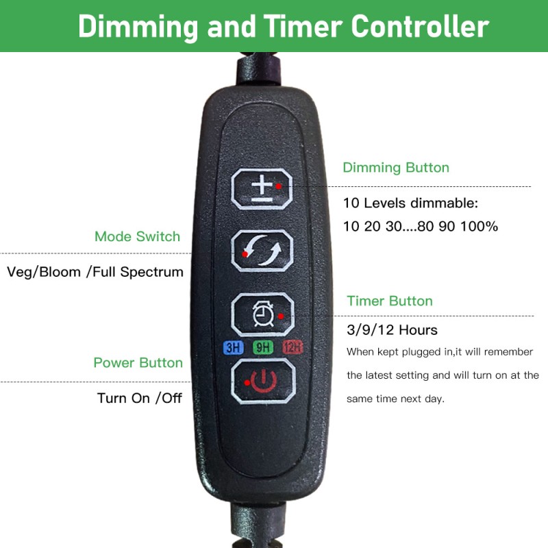 Dimmable Grow Light Factory - 300W with Dimmer Timer Hydroponics