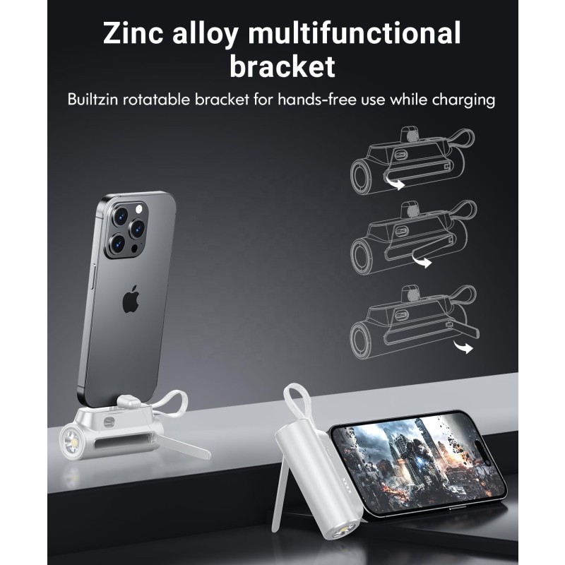 Power Bank Supplier - 2025 New Capsule 5000mAh Built in Cable for iPhone