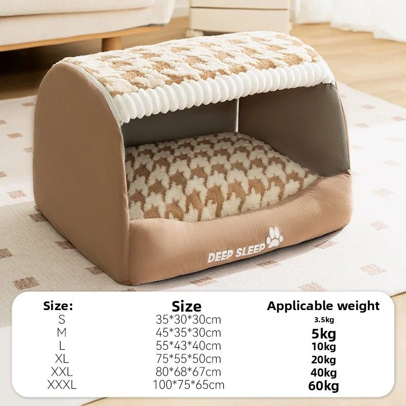 Dog Kennel Factory - Autumn Winter Cross-Border Large Deep Sleep Houndstooth Pet House