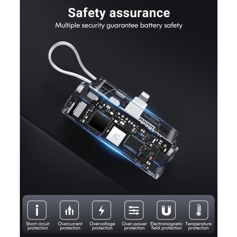 Power Bank Supplier - 2025 New Capsule 5000mAh Built in Cable for iPhone