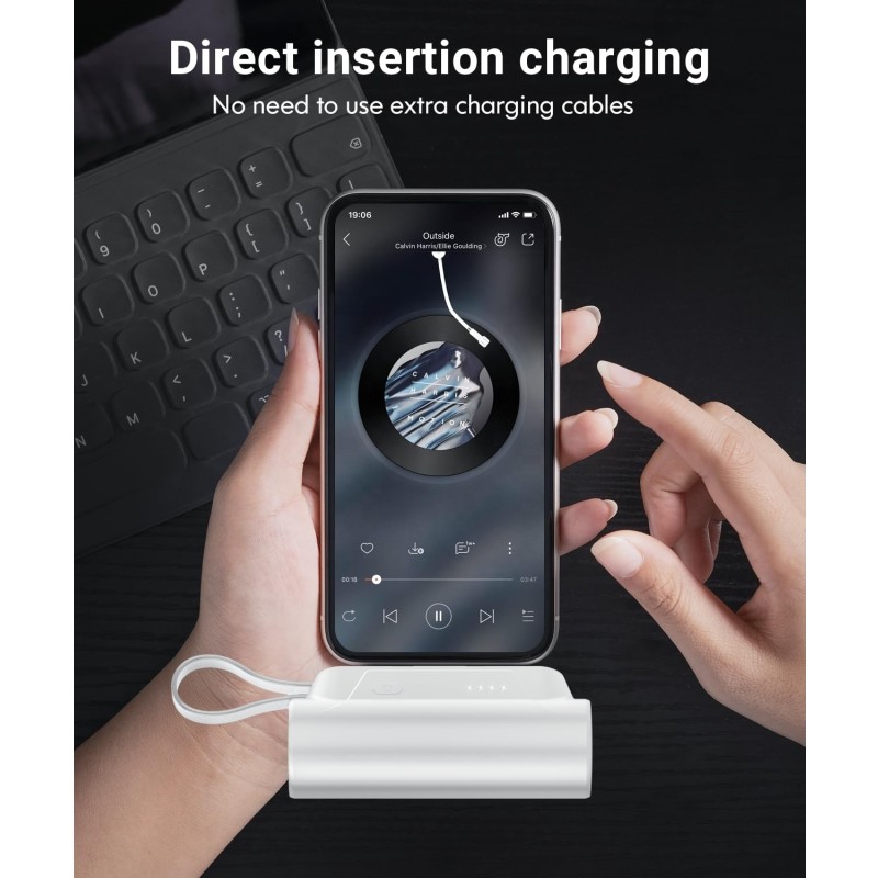 Power Bank Supplier - 2025 New Capsule 5000mAh Built in Cable for iPhone