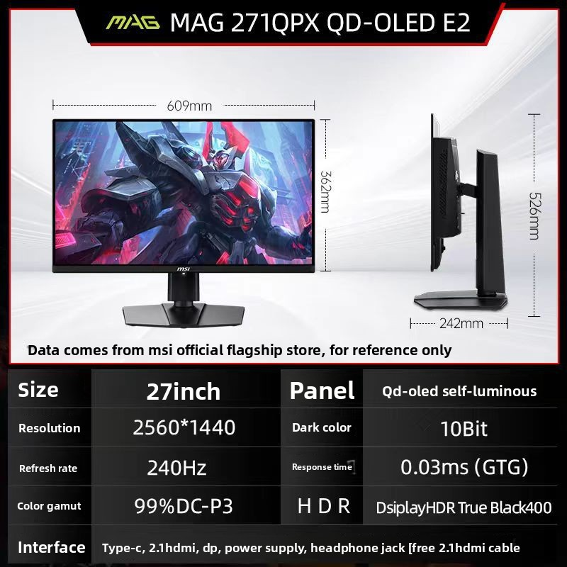 Gaming Monitor Factory - OLED 27Inch High-Refresh 2K 0.03ms 240hz 360hz with DP HD