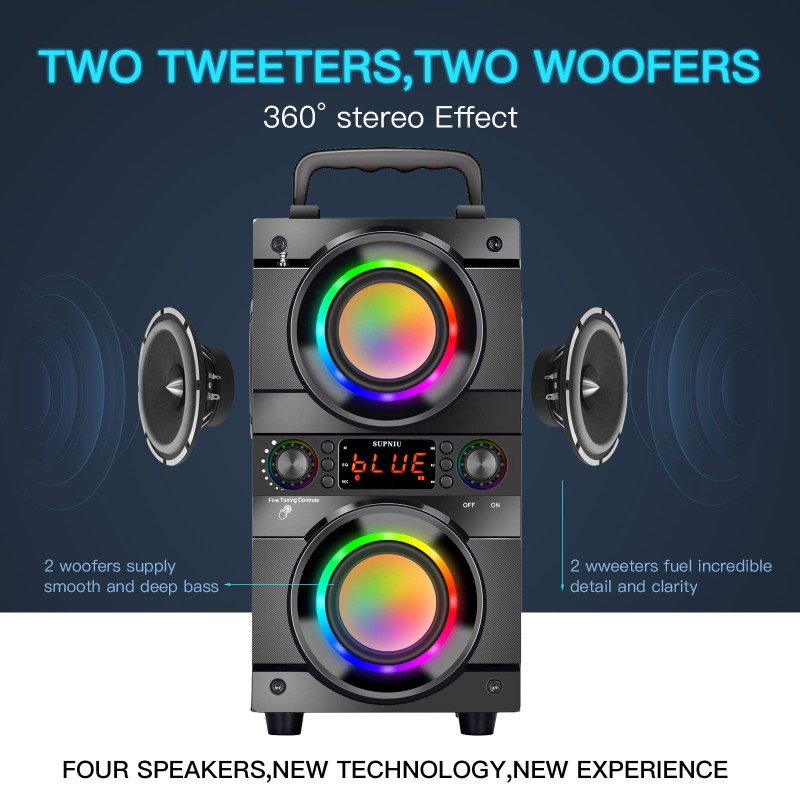 Bluetooth Speaker Factory - Portable Double Subwoofer Heavy Bass Wireless 100ft Outdoor