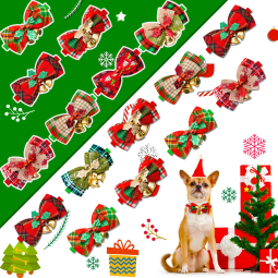 Pet Collar Tie Factory - New Christmas Bell Bow Fashion Polyester Collar Tie for Pet
