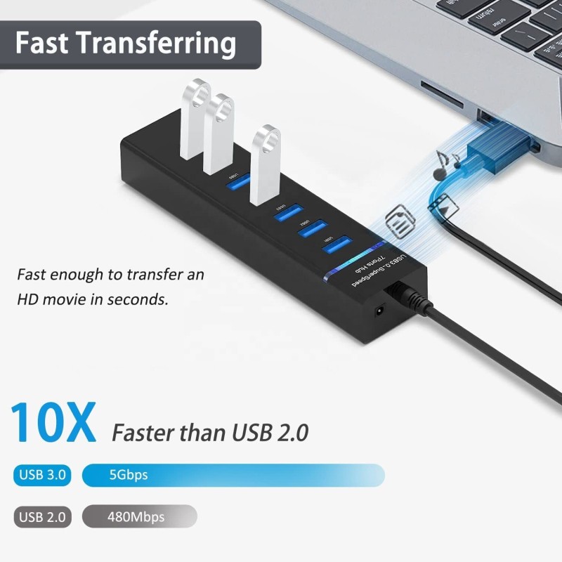 USB Hub Splitter Factory - High-Speed 7 Port USB 3.0 Multi Hub Convenient Accessory