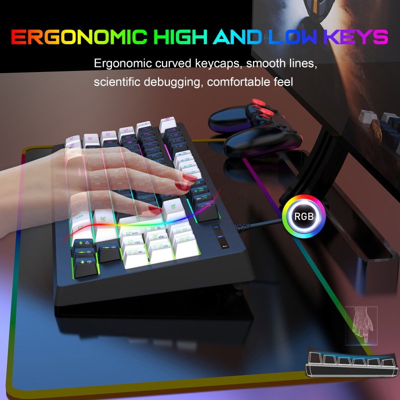 Gaming Keyboard Factory - Hot Sale 87% Mini RGB Backlight ABS Membrane Wired 87 Keys