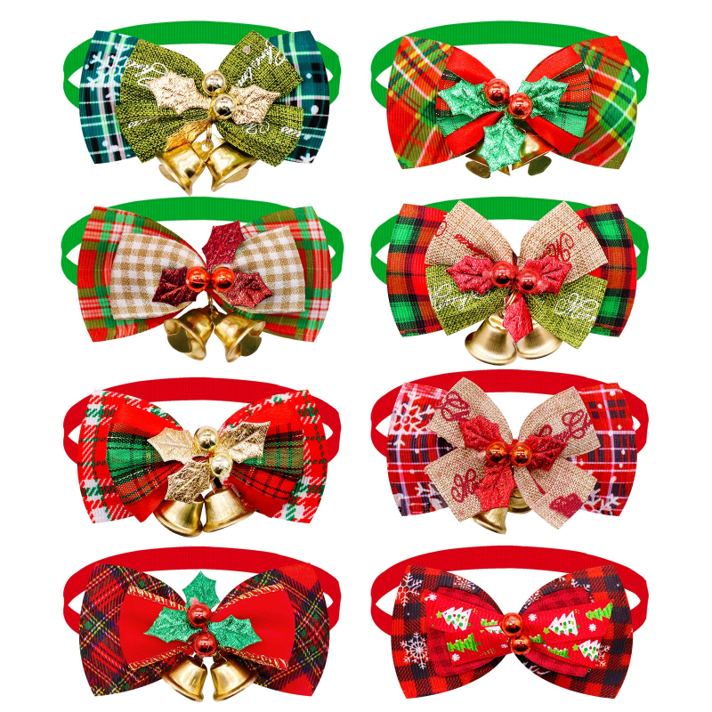 Pet Collar Tie Factory - New Christmas Bell Bow Fashion Polyester Collar Tie for Pet