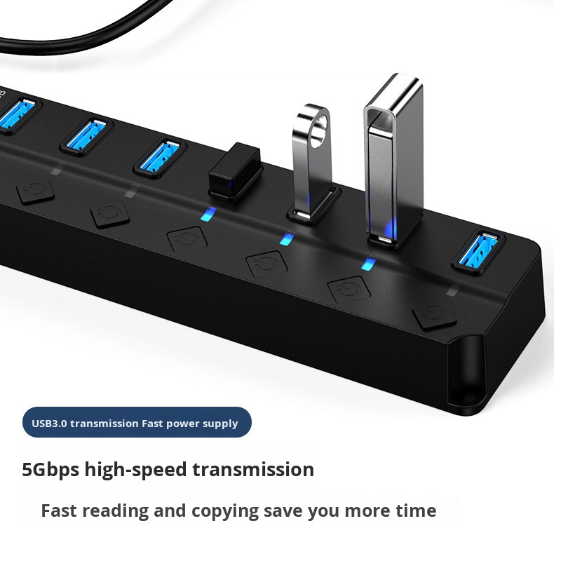 USB Hub Supplier - TONCADO 7-Port USB3.0 Multi-Function Hub Expansion One-Drag Multi-Interface
