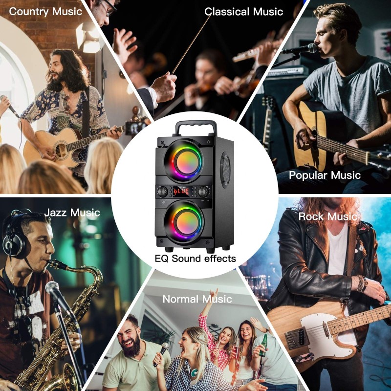 Bluetooth Speaker Factory - Portable Double Subwoofer Heavy Bass Wireless 100ft Outdoor