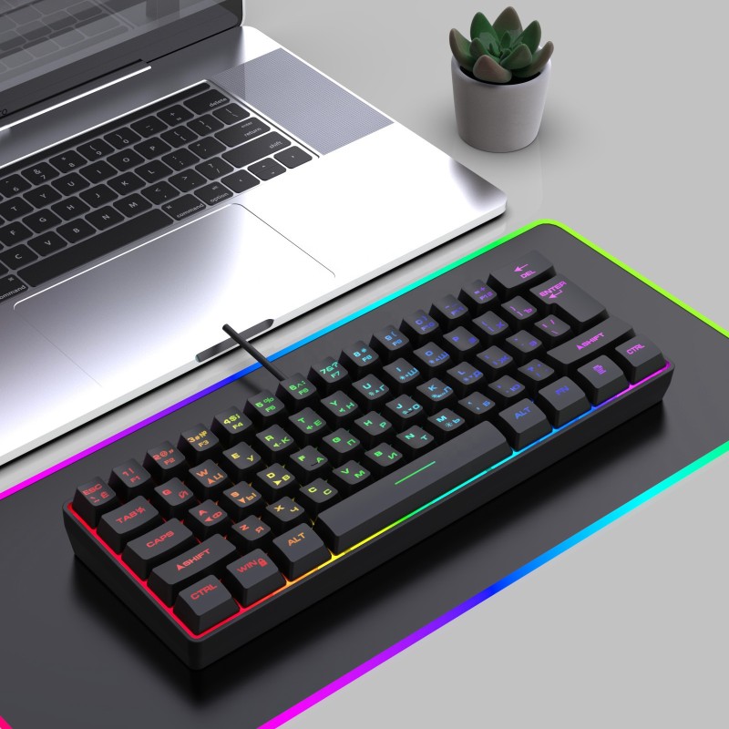 Computer Keyboard Supplier - 2025 Russian 61-Keys Wired RGB Luminous Blue Switches USB