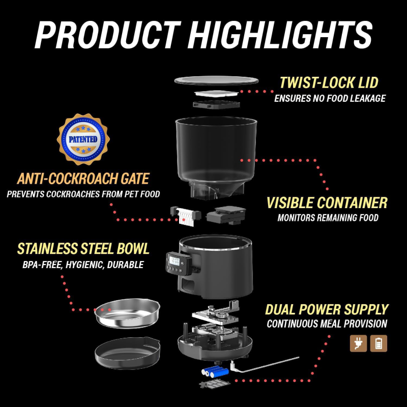 Smart Pet Feeder Supplier - Automatic 4L Cat Dog Feeder Wifi-Controlled Solid Pattern Meal