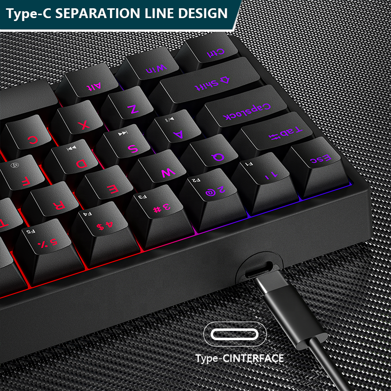 Gaming Keyboard Manufacturer - 2025 Custom Mini 61-Keys RGB LED Backlit Mechanical USB