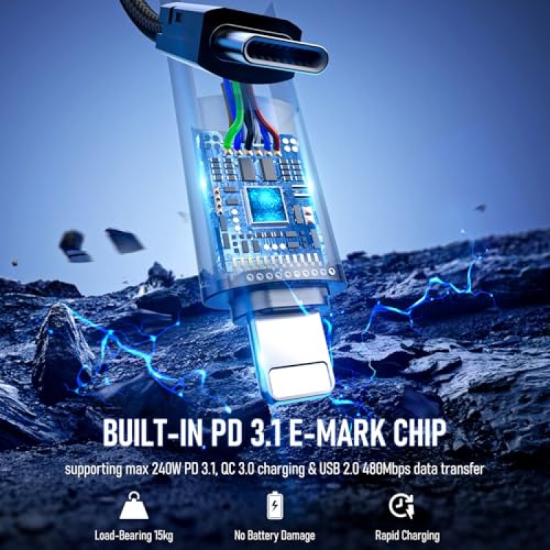 Charging Cable Manufacturer - 6.6ft 240W USB C Braided Fast Charging Multi Charger Cord