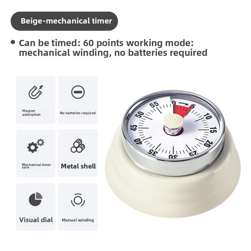 Kitchen Timer Supplier - New Round Kitchen Time Alarm Clock Metal Magnetic Visual Mechanical