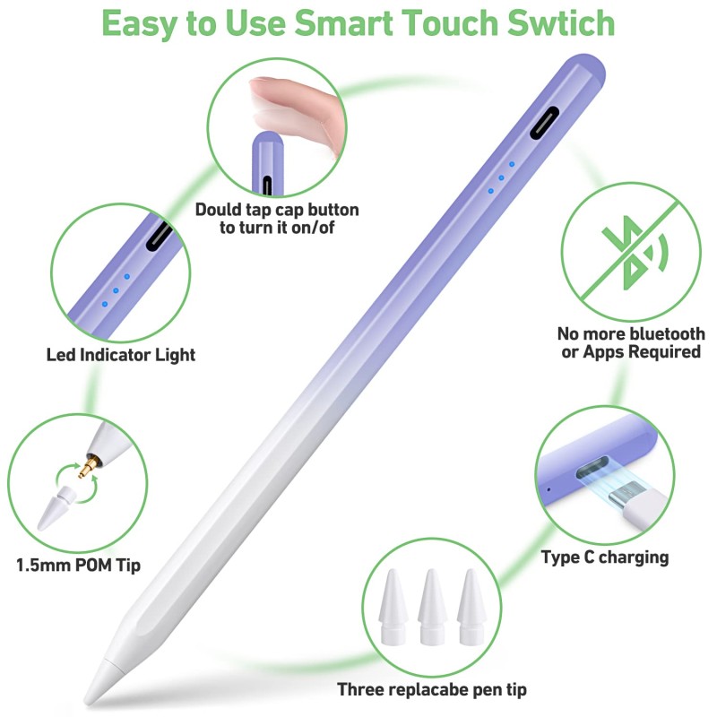 iPad Stylus Supplier - 2018-2025 Stylus for iPad Magnetic Apple Pencil Tilt Sensor Palm Rejection