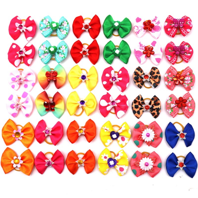 Pet Hair Bows Manufacturer - Winter Stock Printed Rhinestone