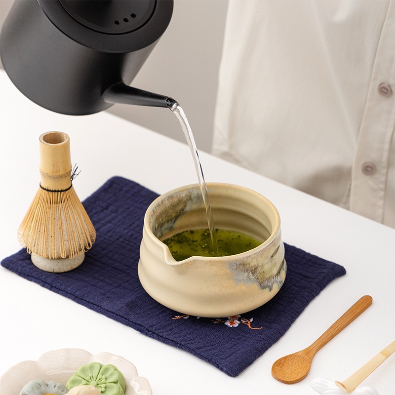 Handmade Matcha Set Manufacturer - 8Pcs Wind Kiln-Changed Shino