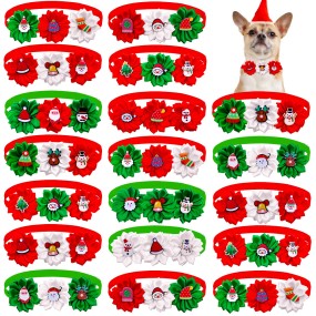 Dog Bow Tie Supplier - Winter Polyester Three Flowers Xmas