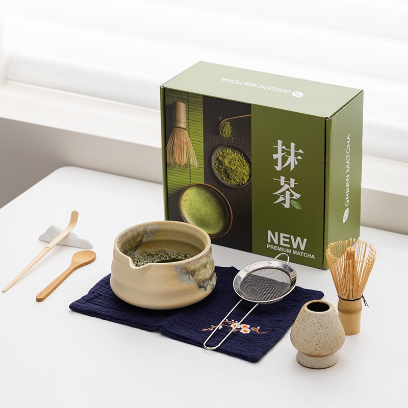 Handmade Matcha Set Manufacturer - 8Pcs Wind Kiln-Changed Shino