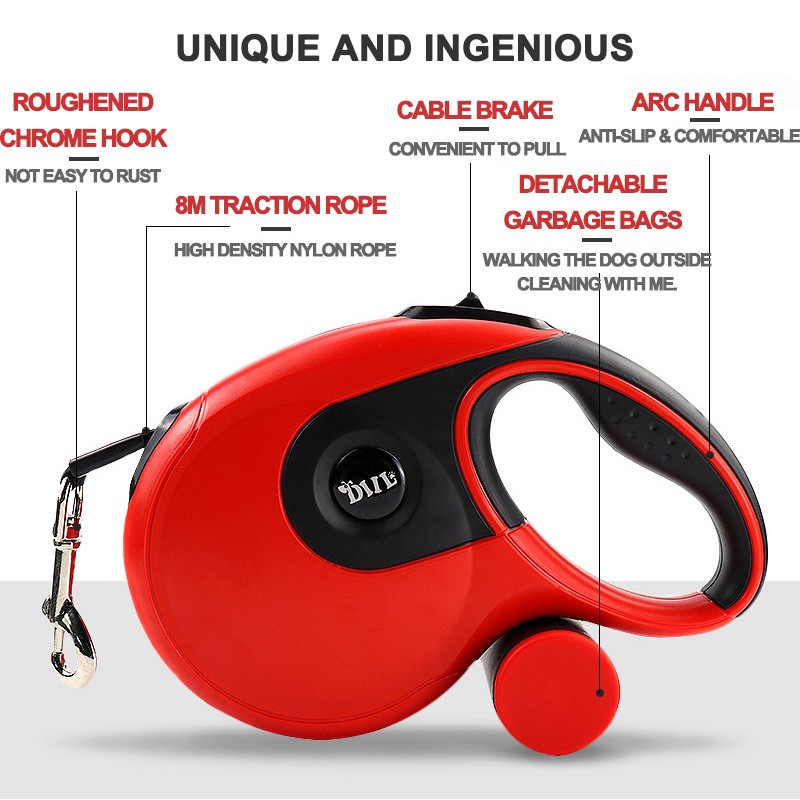 Retractable Pet Leash Supplier - 5M/8M Nylon Waste Bag Dispenser