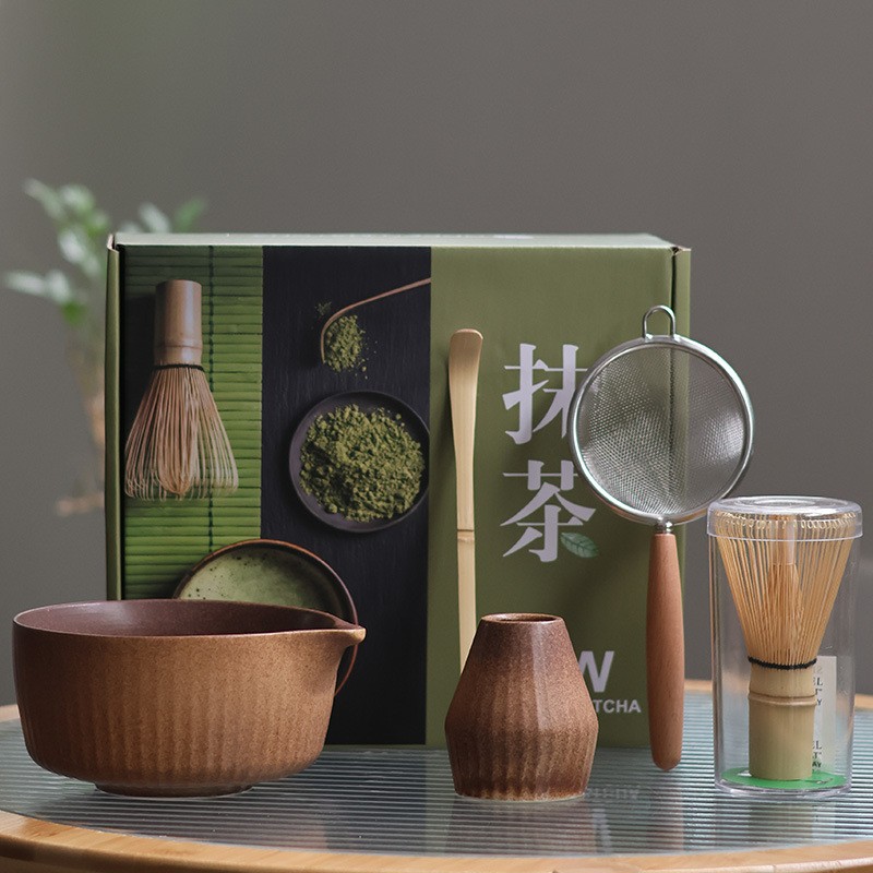 Ceramic Matcha Set Manufacturer - 5pc High Grade Kiln-Changed Glaze