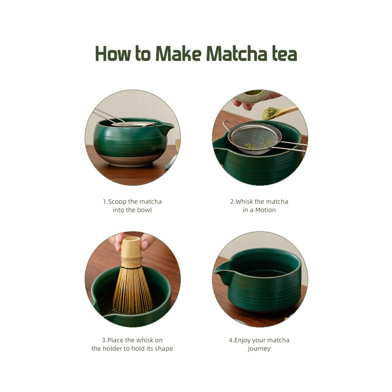 Japanese Tea Set Supplier - 8-piece Agate Green Retro Bowl