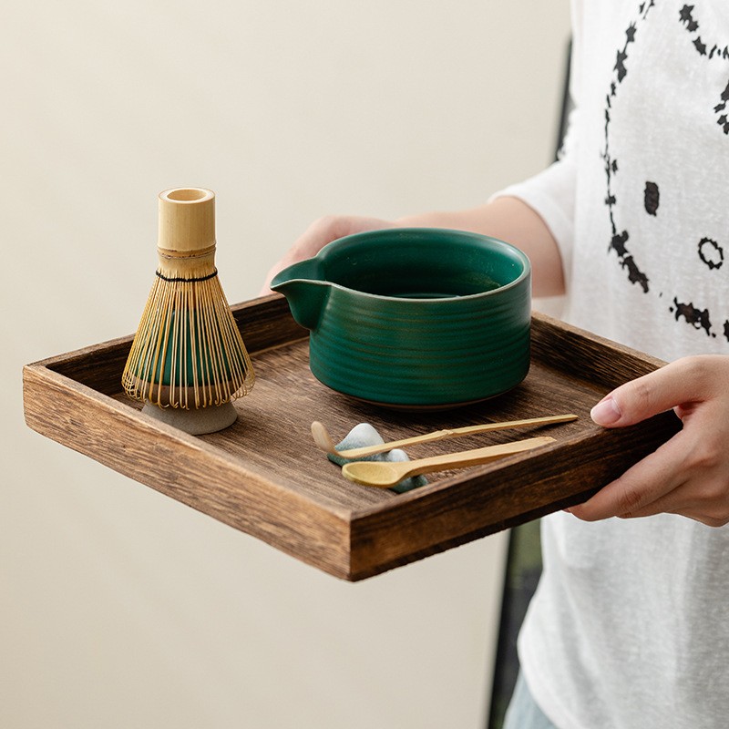 Japanese Tea Set Supplier - 8-piece Agate Green Retro Bowl