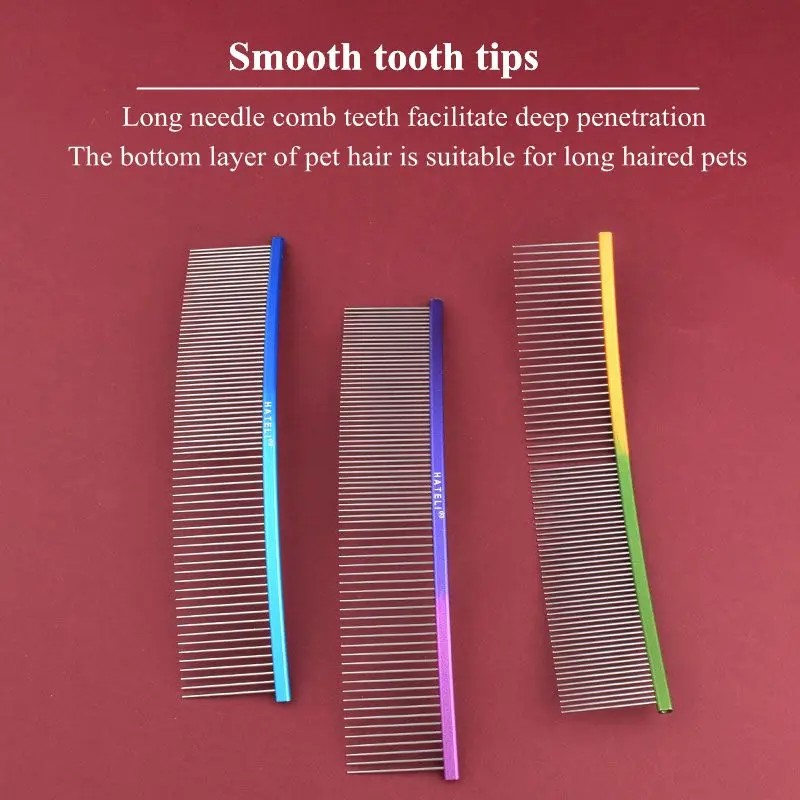 Pet Hair Removal Brush Supplier - 19cm Curved Dense Teeth Rainbow