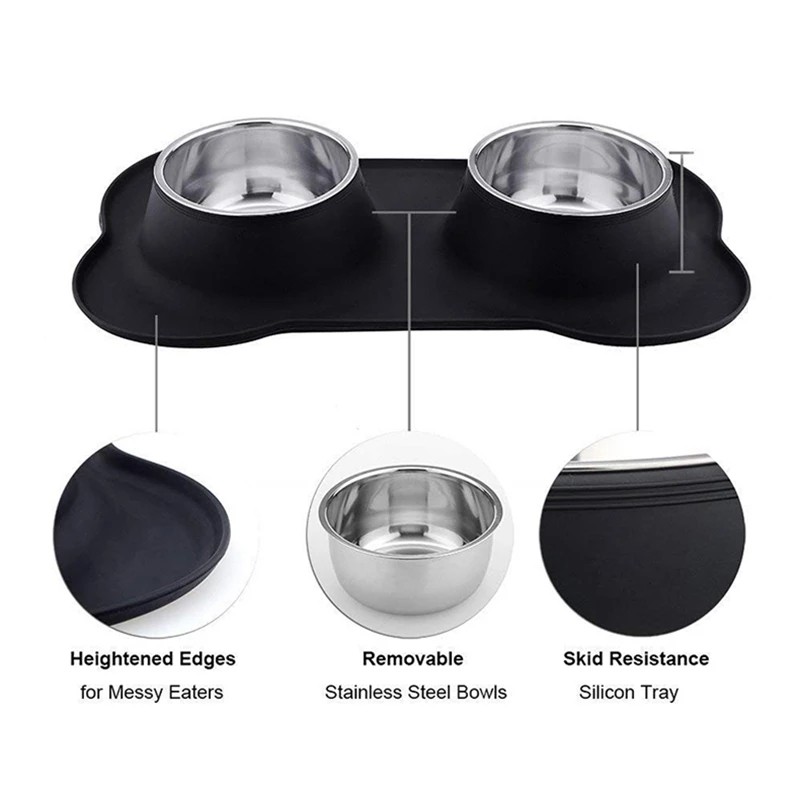 Dual Pet Bowl Manufacturer - Stainless Steel Plastic Antislip