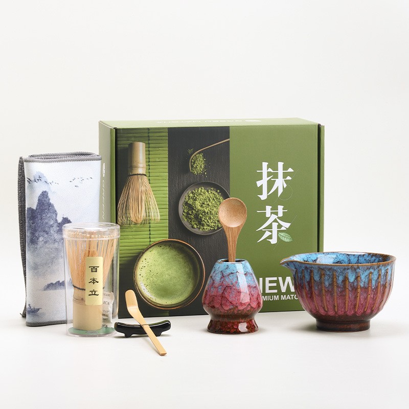 Japanese Matcha Set Factory - 8pcs Kiln-changed Porcelain Teaware