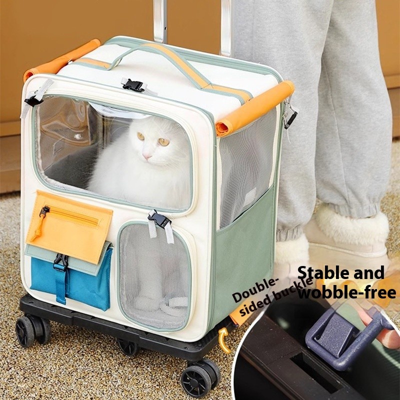 Pet Trolley Case Manufacturer - Large-Capacity Oxford Backpack Portable Solid Pattern Cat