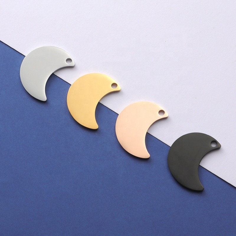 Crescent Moon Tag Supplier - Double-Sided Polished Metal Pet ID Bag Charm