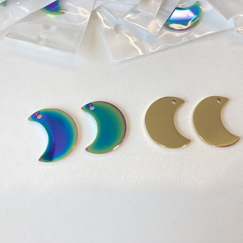 Crescent Moon Tag Supplier - Double-Sided Polished Metal Pet ID Bag Charm