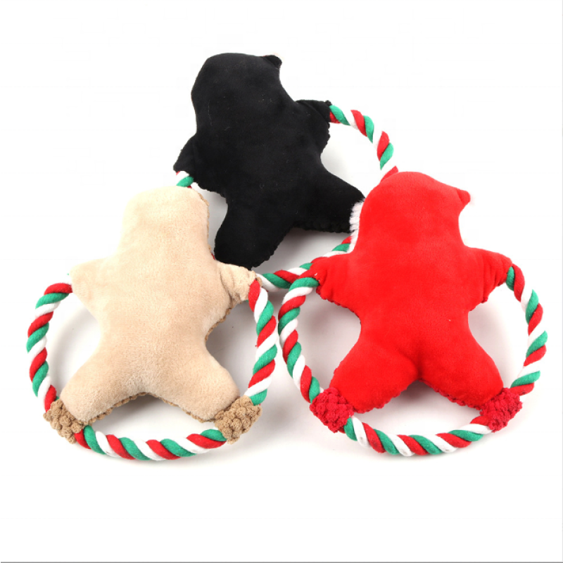 Plush Dog Toy Supplier - New Squeaky Cartoon Cotton Rope Christmas Toys Molar Resistant