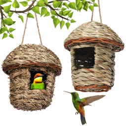 Hummingbird House Supplier - Nesting Hand Woven Outside Hanging Roosting Pocket Grass