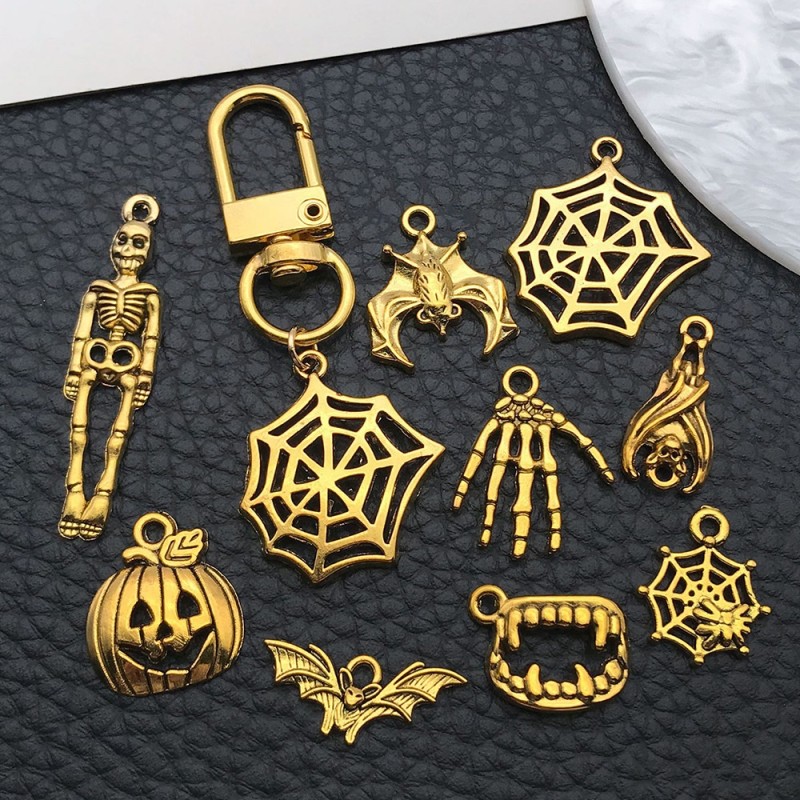 Halloween Charm Supplier - 20 Styles Antique Gold Ghost Theme Alloy Pendant