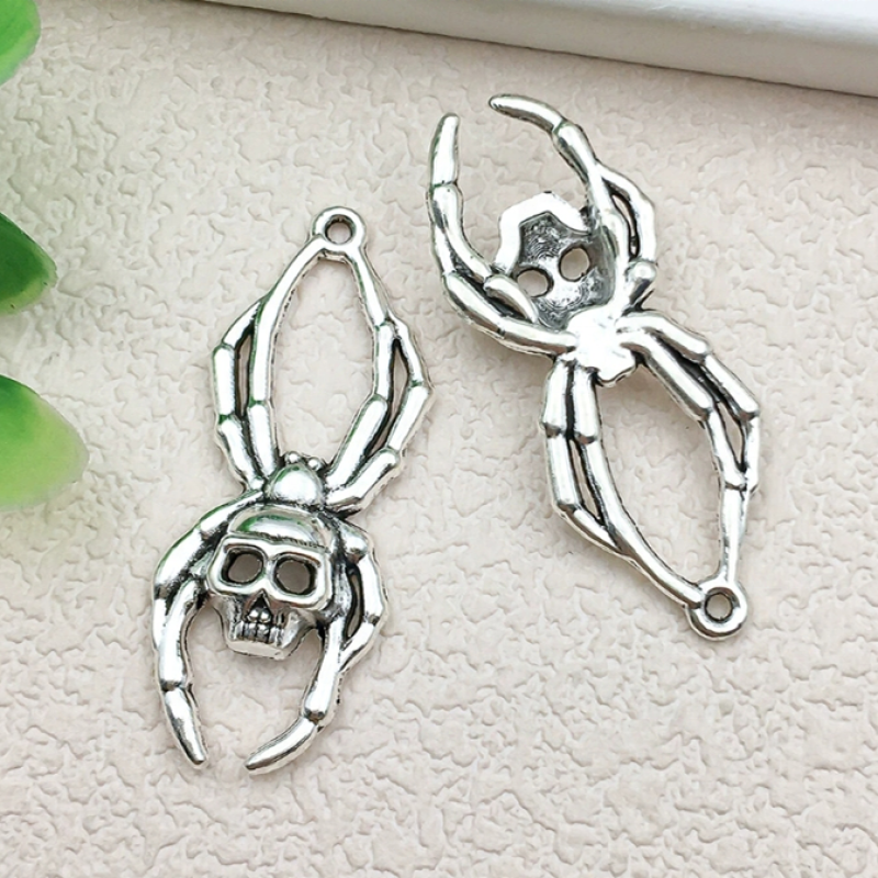 Halloween Pendant Factory - 16 Styles Retro Skull Spider Alloy DIY Accessories