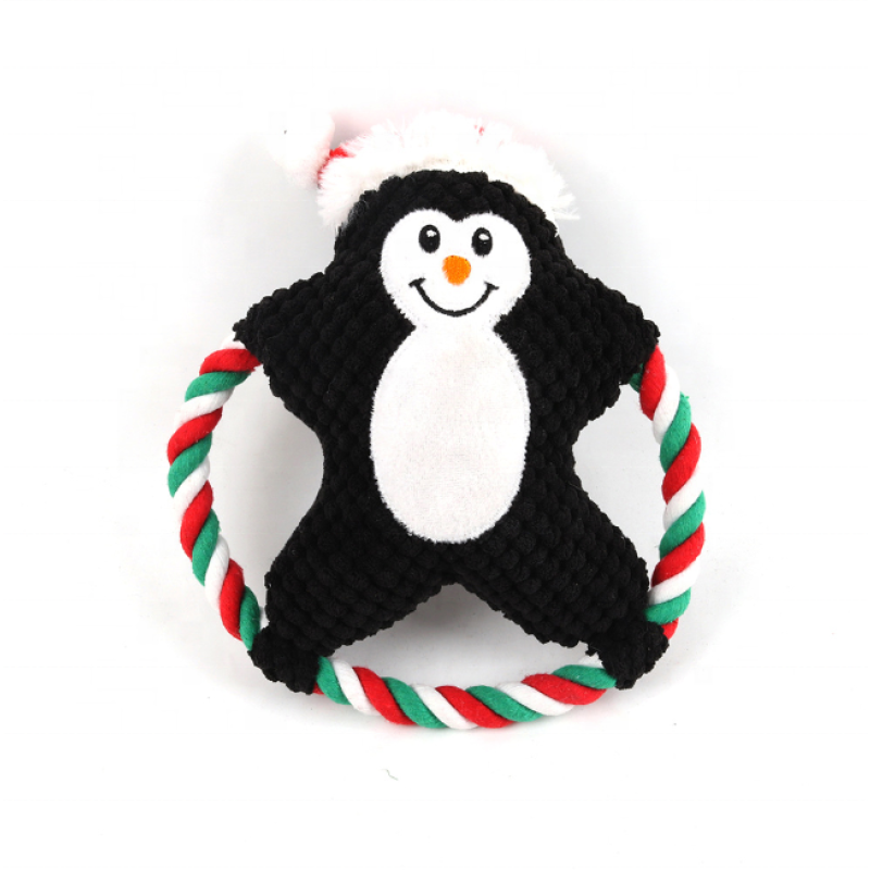 Plush Dog Toy Supplier - New Squeaky Cartoon Cotton Rope Christmas Toys Molar Resistant