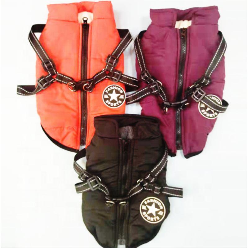 Pet Coat Supplier - Hot Selling Autumn Winter Flleece Harness Integrated Cotton Waterproof