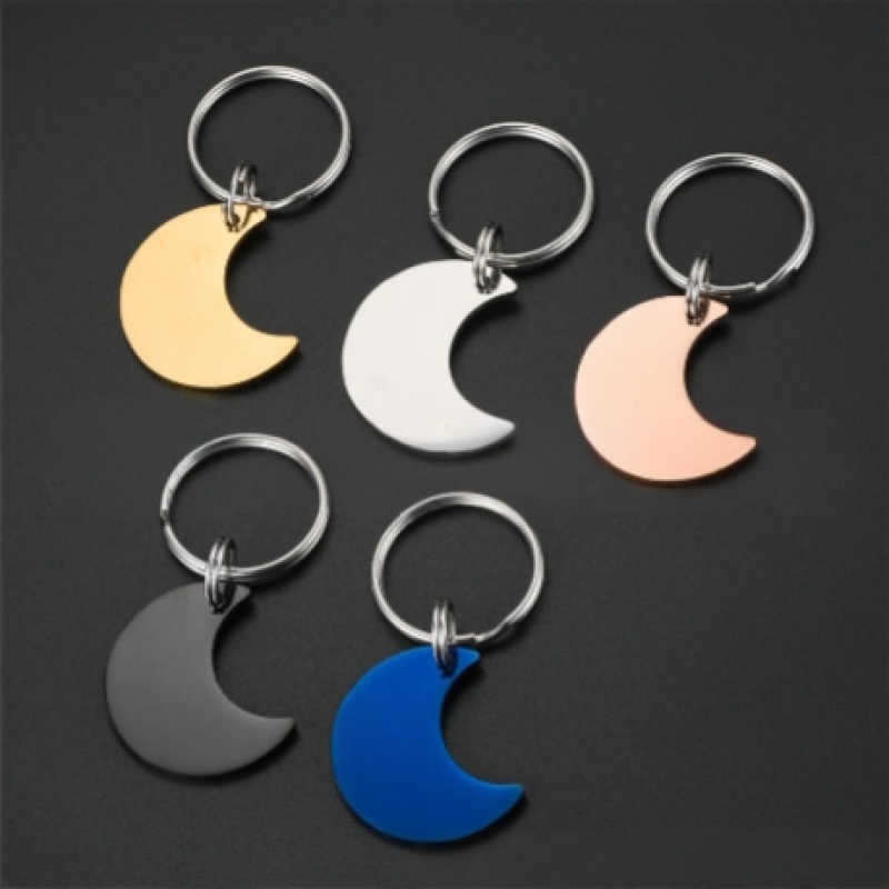 Crescent Moon Tag Supplier - Double-Sided Polished Metal Pet ID Bag Charm