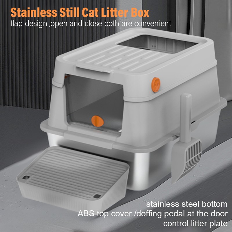 Stainless Steel Cat Toilet Supplier - Oversize Enclosed Easy Clean