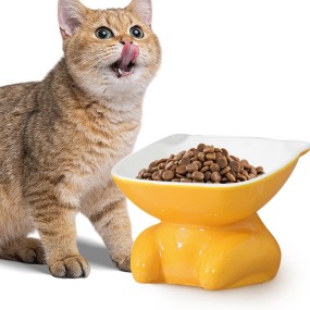 Ceramic Cat Food Bowl Supplier - Eco-Friendly High Foot Neck Protection