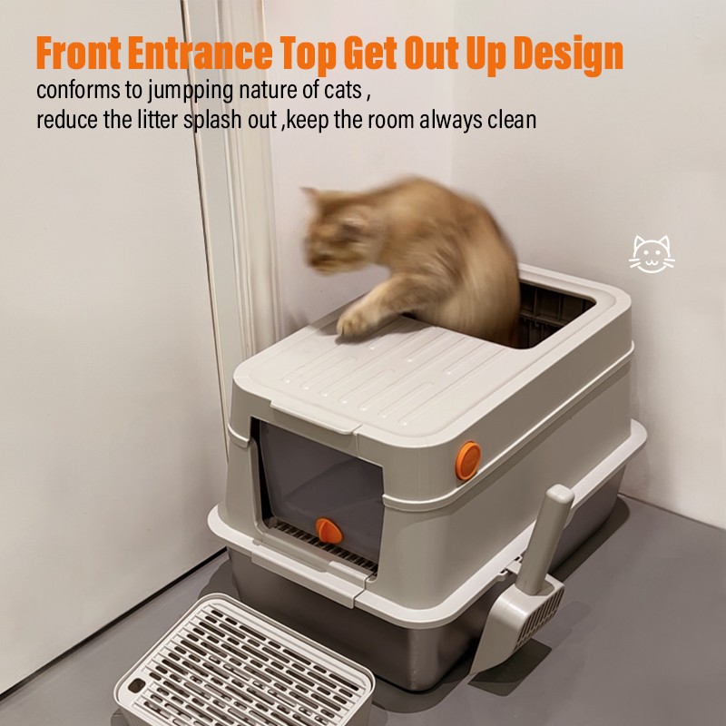 Stainless Steel Cat Toilet Supplier - Oversize Enclosed Easy Clean