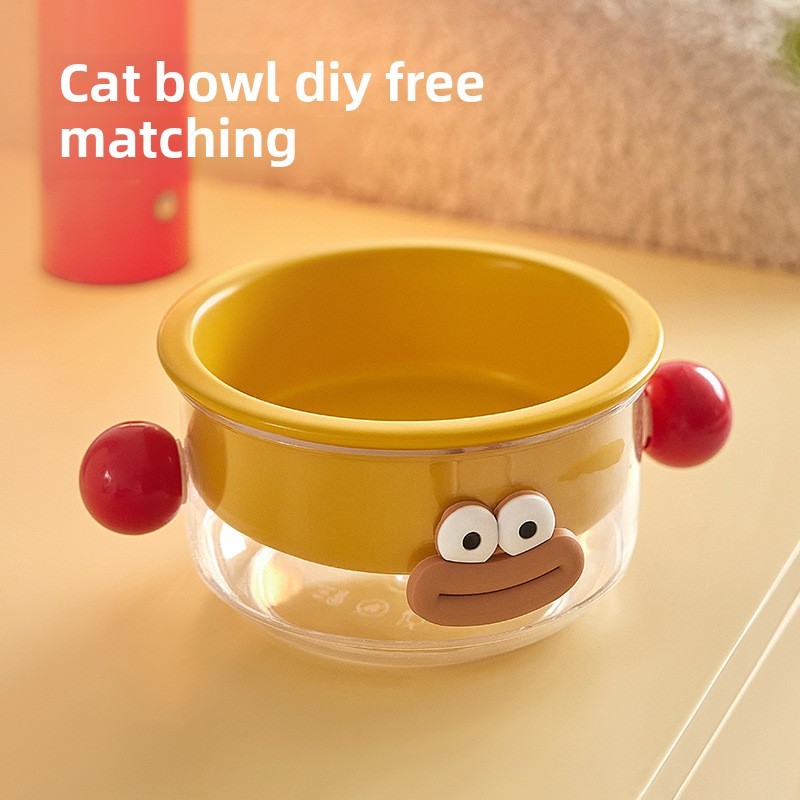 Ceramic Cat Bowl Manufacturer - Two-in-One Anti-Spill Double Bowl Protective for Water Food