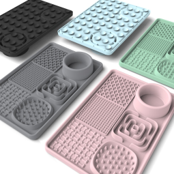Silicone Dog Bowl Factory - Solid Pattern Slow Feeder Lick Mat with Suction Cup Healthy Eating
