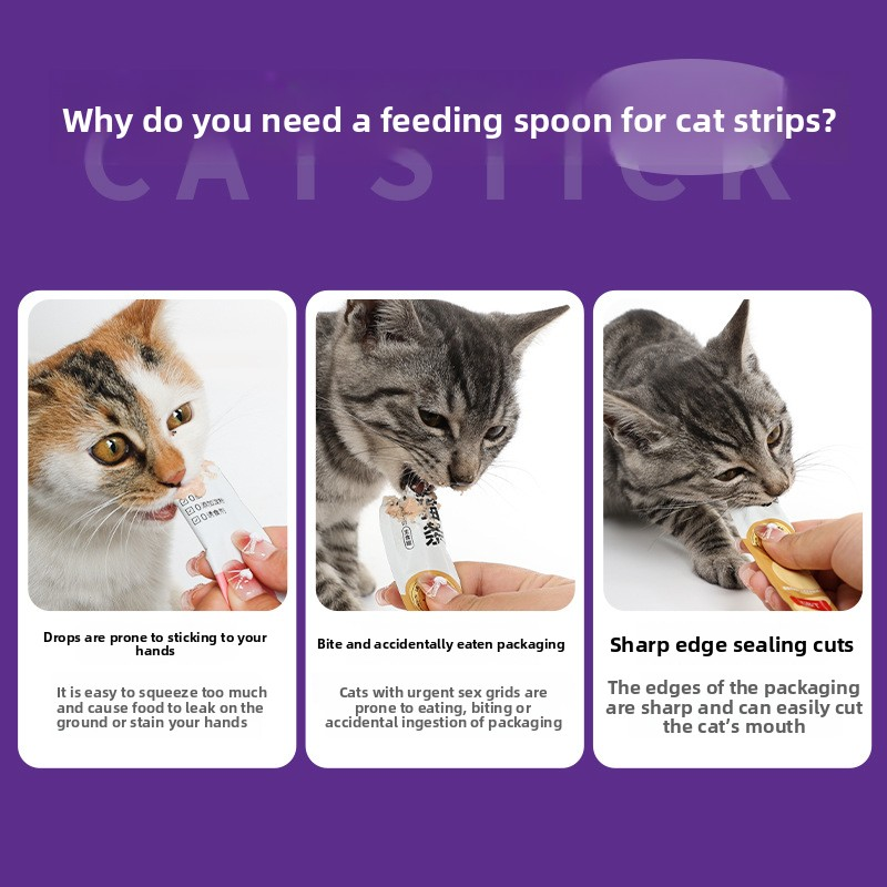 Cat Feeder Spoon Supplier - Durable Eco-Friendly Solid Pattern Plastic Snack Squeeze Opp Bag