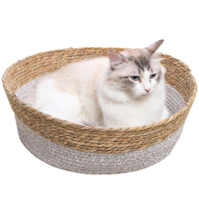 Cat Bed Supplier - Wholesale Factory Summer Cool Oval Pet Bed Woven Rattan Cotton Rope
